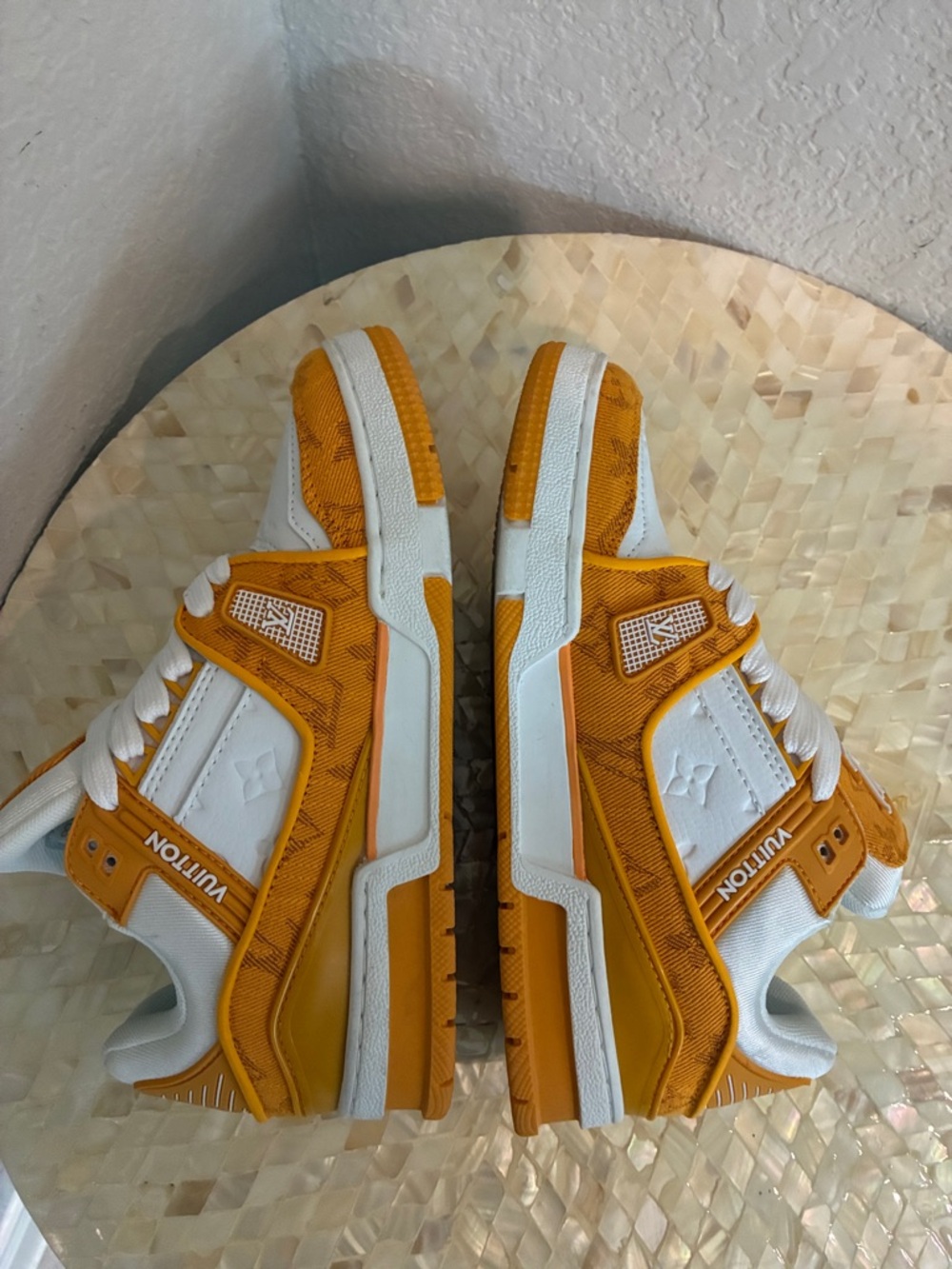 Louis Vuitton Orange and White Sneakers with LV Logo size 38 - Picture 6 of 12
